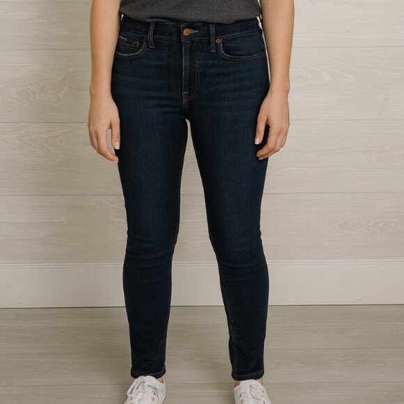 Loft Women's Size 0/25 Dark Wash Denim Mid Rise Ankle Skinny Jean - Picture 1 of 7